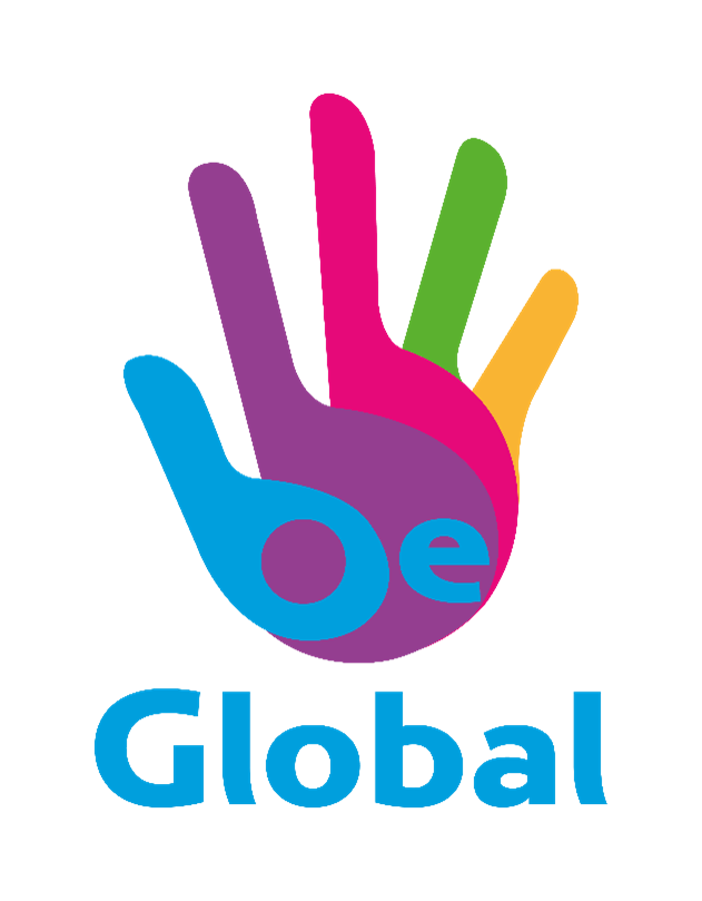 The BeGlobsl project's logo, a multicolor hand.